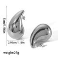 Minimalist silver water drop hollow earrings with 5cm length and high polish finish - Water Drop Stud / 50mm / Silver