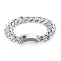 Poliertes Silber-Panzerarmband für Herren mit einer anpassbaren rechteckigen Metallplatte - Silberner Glatter Rechteckiger Plattenstil (KB127142-Z)
