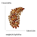 Spilla a fiore vintage in vetro ambrato e lega dorata, spilla floreale da 7,3 cm - Marrone