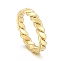 Polierter goldener gedrehter Seilring aus minimalistischem Edelstahl für Damen - US 5 / Stil C Goldfarbe (KR104736-KFC)