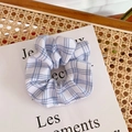 Chouchou à carreaux bleu clair avec bordure en dentelle et motif à carreaux doux - Chouchou à Carreaux Blanc