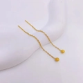Minimalistische 18K vergoldete Titanstahl-Ohrfäden mit mattierten Goldperlen - 4mm Mattierte Stahlkugel Gold