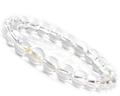 Elegant natural clear quartz beaded bracelet with polished transparent round gemstones - White Crystal