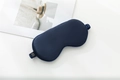 Navy blue silk sleep mask with elastic strap for light blocking and eye protection - Dark Navy with Black Band