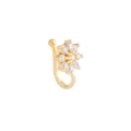 U-shaped non-piercing gold nose clip with sparkling micro-paved zircon flower charm - U-Shaped Flower (E1437-3)
