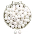 Vibrant white iridescent acrylic imitation pearl beads for DIY jewelry making - White