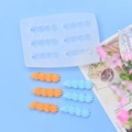 6-cavity leaf texture silicone mold for DIY cake decorating and craft resin clay tools - 6-Cavity Feather Cream Ripple / Light Blue