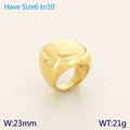 Golden chunky stainless steel ring with a wide rounded square top design in size 6-10 - US 6 / Gold (KR111953-GC)