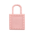 Borsa a mano in PVC rosa con borchie a piramide e manico alla moda per donna - Rosa