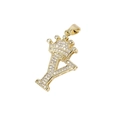 Gold letter A pendant with crown design and micro-pave cubic zirconia crystals - Crown Letter Y