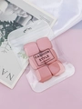 Detalle de 6 borlas de polvo cuadradas rosas en envase transparente con autocierre - 6 Unidades Cuadrado Rosa Rojizo + Bolsa OPP