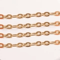 Cadena NK cubana de eslabones ovalados planos en acero inoxidable chapado en oro - Oro de 18K