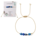 Handgefertigtes verstellbares Chakra-Armband aus blauem Naturstein mit Goldkordel - Lapislazuli