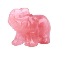 Polished pink rose quartz elephant figurine with natural gemstone carved texture - Watermelon red