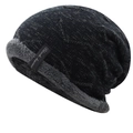 Gorro de punto grueso de invierno con forro polar y etiqueta de Black Humor - 56-61cm / Negro
