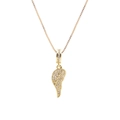 Gold angel wing pendant necklace with pavé cubic zirconia on a classic box chain - Angel Wings Zirconia
