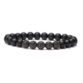 Bracciale da uomo in perline nere opache con cinque sfere di zirconi scintillanti - 5 Sfere di Zirconia Nera
