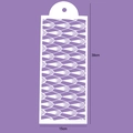 White 39x15cm plastic cake stencil with fan patterns for border decoration and DIY baking - Classic Fan / White