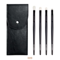 MY DESTINY 4-piece eye makeup brush set with black PU leather pouch case - Mystic Black 4Pcs Eye Brush Set
