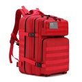 Tactical outdoor backpack in red with MOLLE system and American flag patch detail - 45L / Red