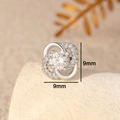 Silver four-leaf clover stud earrings with cubic zirconia, 9mm size specification - White Single Piece (A262-1#)
