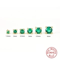 Set of 6 pairs S925 sterling silver stud earrings with round green stones from 1.5mm to 4mm - 6Pcs Set Gold-Green Zirconia