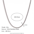 Sleek 2.2mm silver stainless steel chain necklace with 18K plating for women - 2.2mm Hammered Round Chain (40+5cm)