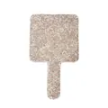 Square hand mirror for makeup featuring a sparkling champagne gold and silver glitter finish - Square / White