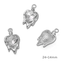 Silver heart pendant with crystal stone and drip design, 24x14mm DIY jewelry charm - Melting Heart Silver White Rhinestone