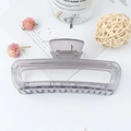 Minimalist rectangular hollow hair claw clip in transparent grey finish with metal spring - Jelly Grey