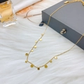 Minimalist gold plated titanium necklace with multiple disk charms and adjustable chain - Round / Gold