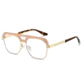 Lunettes de soleil aviateur à double pont rose avec monture dorée et branches écailles - Or Rose