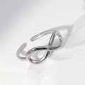 Polished silver infinity symbol open ring made of durable titanium steel for women - Steel Color-Infinity