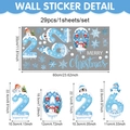 2026 Blue Christmas window stickers with snowman and snowflakes for party decor - 60x30cm / Ice Blue Snowman Style