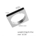 Minimalist square stainless steel ring with black acrylic inlay in gold finish - US 6 / Steel