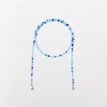 Blue and white beaded eyewear chain with silver lobster clasps for glasses or masks - Medium Light Blue Mix