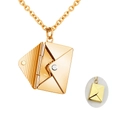 Golden envelope pendant necklace with striped lid and miniature figure inside - Gold Color Envelope Necklace (With Inner Card)
