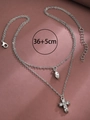 Zilveren gelaagde ketting met marquise kristal en ijskoude kruisvormige hanger - Zilver (K-164)