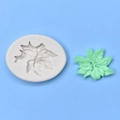Macro detail of oval leaf and flower silicone mold with green clay craft sample - Oval Flower Leaf Texture Style (3)
