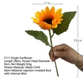 Single 28cm faux sunflower with 9cm matte cloth head and adjustable wire stem - E111 Small Single (28cm)
