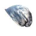 Dettaglio della trama in maglia morbida e del motivo tie-dye blu su questo berretto slouchy - M (56-58cm) / Blu