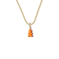 Collana chic a catena dorata con vivace ciondolo a forma di orso arancione e zirconi - Arancione