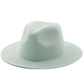 Light green wide-brim straw sun hat with woven texture for summer beach vacation - Mint Green