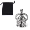 Eagle wing skull bell pendant in stainless steel with a black velvet jewelry pouch - Skull Steel Color with Pouch