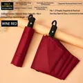 Burgundy automatic folding umbrella with 98cm diameter and black UV protective coating - Automatic-uv Automatic Umbrella Wine Red / Gift Box Not Included