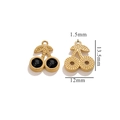 Golden cherry pendant with black crystals, 13.5mm height, handmade jewelry DIY charm - 1 Piece / Black Crystal Gold Cherry