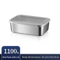1100ML stainless steel food container with clear airtight lid and 18.2x12.9x5.9cm size - 201 Medium (White Lid/1100ML)