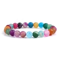 8mm colorful matte natural stone bead elastic bracelet with multi-color vibrant texture - Matte Colorful Striped Agate