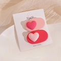 Set of two matte heart-shaped hair clips in vibrant pink and red dopamine colors - Pink Series Single Heart (Pair)