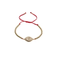 Verstellbares Evil-Eye-Armband mit Goldperlen, roter Kordel und funkelnden Zirkonen - Kupferperlen Rotes Seil / Rot